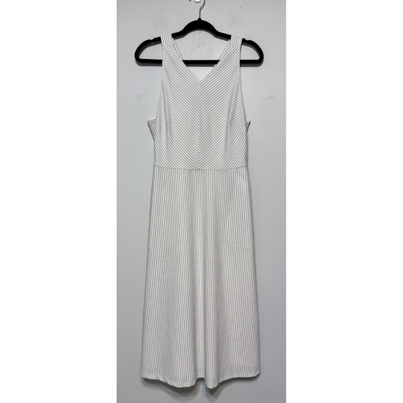 Timeless‎ Minimalist Striped Midi Dress Size 10 Coastal Grandmother Clean Girl - Picture 1 of 7